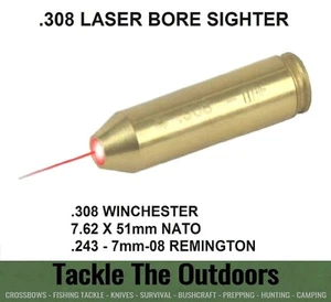 308 Bore Sighter .308 Laser Boresighter Remington .243 7mm-08 Brass Cartridge UK - Picture 1 of 5