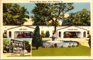 Avalon Motor Hotel New Orleans Louisiana Vintage Leinen Postkarte B36. - Bild 1 von 2