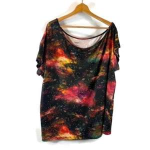 Torrid Active Womens Top Size 3X Cosmic Space Planets Multicolor Short Sleeve - Picture 1 of 8