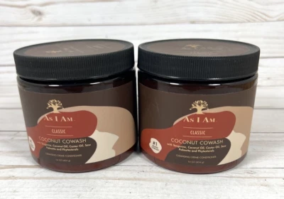 Crema acondicionadora As I Am Classic Coconut Cowash 16 oz (paquete de 2) Foto 1 de 4