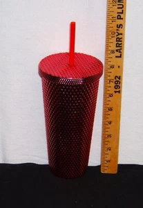Metalic rot isoliert Boston Warehouse strukturiert Becher mit Strohhalm 8x4,25" - Bild 1 von 8