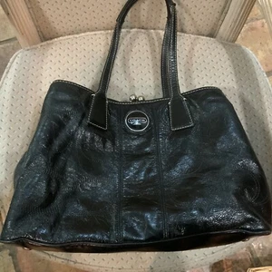 Coach Ladies Black Shiny Leather Handbag No B1193-F15658 - Picture 1 of 9