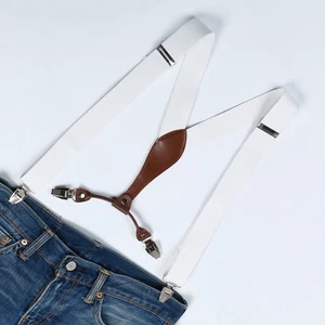 Weiße verstellbare Clip-On Unisex Hosenträger solide Damen Hosenträger BD606 - Bild 1 von 7