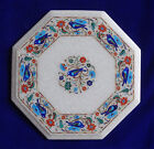 15" Marble Side End Table Handmade Lapis Pietra dura Inlay Work 