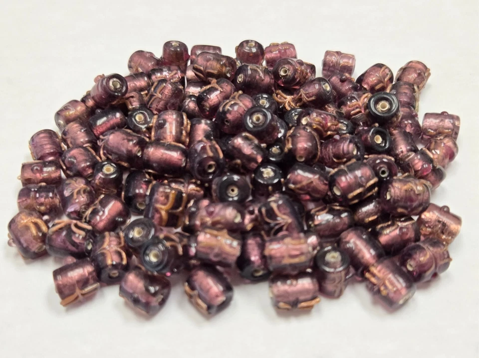 300 PCS PURPLE FANCY TUBE GLASS GLASS BEADING BEADS 9MM - Image 1 of 1