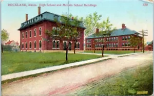 HIGH SCHOOL y McLain School Buildings ROCKLAND, Maine ME - Postal - Imagen 1 de 2