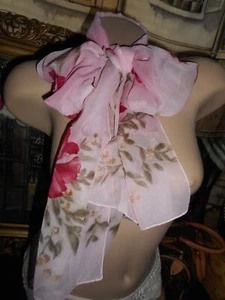 JNY rosa Schal x lang 70" Muschi Schleife Italien & Vintage Schal Ring Clip silberfarben - Bild 1 von 8