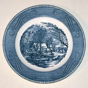 Vintage CURRIER & IVES The Old Grist Mill by ROYAL 10" Blue & White China Plate! - Picture 1 of 4