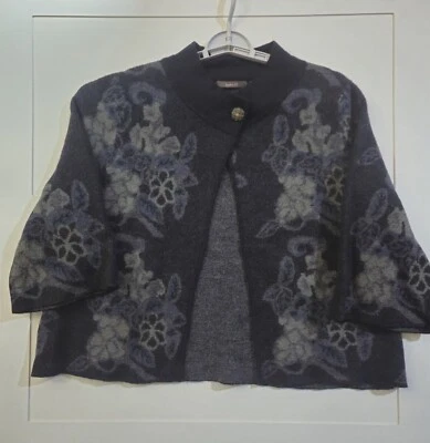 Heather B Sweater Womens 1X Wool Art To Wear Gray Floral Swing Workwear Office - Image 1 of 4