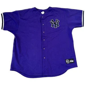 Vintage Majestic MLB New York Yankees Baseball Jersey XXXL Purple USA Sewn blank - Picture 1 of 6