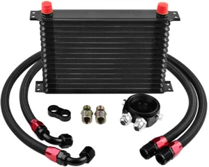 15 Rows AN10 Fit For Universal Transmission Oil Cooler Black Filter Adapter Kit - Picture 1 of 12