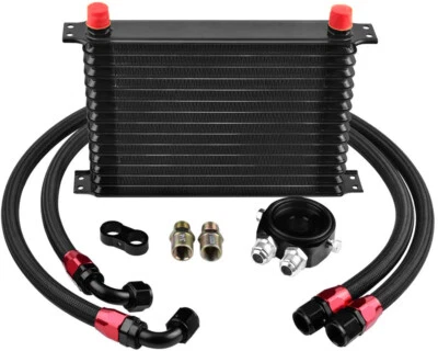 LokoCar Oil Cooler Kit Engine Transmission 15 Rows AN10 Aluminium Alloy Hose Kit - Image 1 of 4