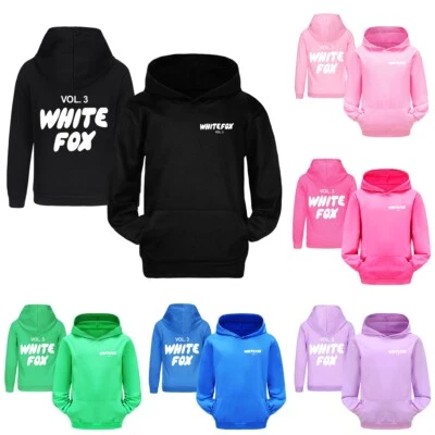 Kids White Print Foxes YouTube Hoodie Sweatshirt Pullover Jumper Pullover Tops