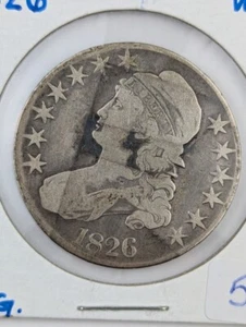 1826 Capped Bust Silver Half Dollar - F/VF Details - Picture 1 of 2