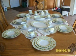 Noritake Atwood Pattern 2672 Platinum Green, Rust & Yellow Floral Pattern 43  - Picture 1 of 12