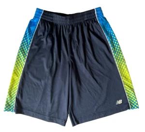 NEW BALANCE Boys Athletic Shorts Size L Dri-Fit EUC Navy/Blue/Yellow Basketball - Picture 1 of 9