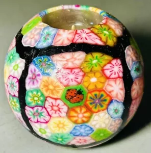 Lifelines Hand Sculpted Rainbow Mosaic Candle Pattern 3.5” Ball Hand Sculpted - Picture 1 of 4