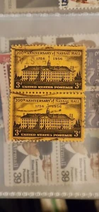 US 3c stamp SC #1083, 200th Anniversary of Nassau Hall 1956 Used Pair - #B529 - Picture 1 of 2