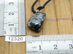 Pendentif OBSIDIENNE FLOCON DE NEIGE + cordon reglable mineraux pierre reiki - Picture 1 of 1