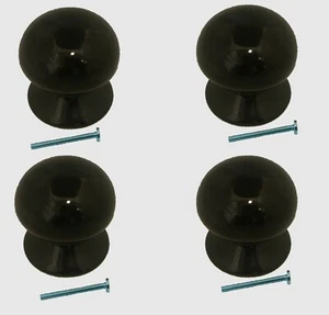 Packs Of Black Porcelain One Piece Wardrobe Ceramic Door Knobs 50mm - Picture 1 of 3