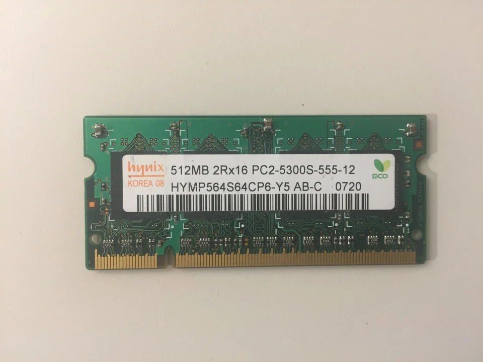 Ram sodimm 512mb ddr2 667mhz 5300S Hynix HYMP564S64CP6-Y5 per notebook - Immagine 1 di 1