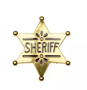 Western SHERIFF BADGE Gold Fancy Dress Party Accessory Unisex 6.5cm Mens  - Picture 1 of 2