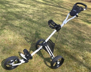 **BAG BOY EXPRESS DLX DELUXE AUTOMATIC FOLDING GOLF CART WHITE 3-WHEEL - Picture 1 of 24