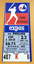 Tim Raines Stolen Base #152 1982 9/23/82 Montreal Expos Phillies Ticket Stub