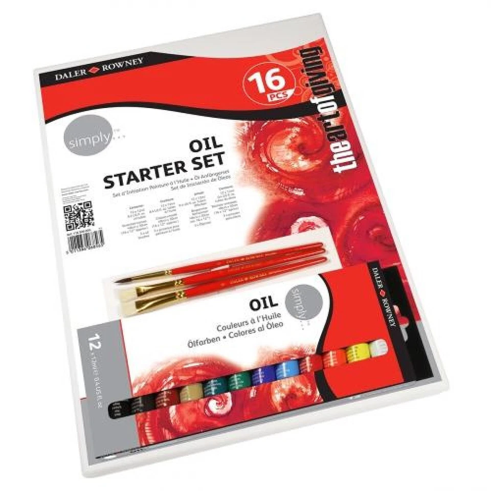 KIT COLORI A OLIO DALER ROWNEY SIMPLY PER PRINCIPIANTI 16 PEZZI STARTER SET - Immagine 1 di 1