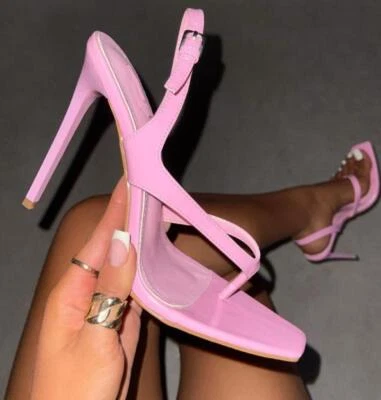 Sandalias de tacón alto de aguja para mujer chanclas con hebilla zapatos elegantes nuevas Foto 1 de 4