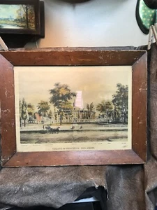 Antique print of the “college of Princeton New Jersey” from 1837 Original Frame! - Picture 1 of 12