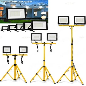 LED Fluter mit Stecker Baustrahler Stativ Arbeitsleuchte Scheinwerfer Strahler - Bild 1 von 18