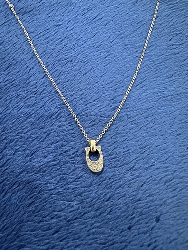 COACH Collana vintage ferro di cavallo firma logo pavimentazione ferro di cavallo tonalità argento e oro 17 5 pollici