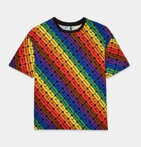 UGG UNISEX Logo U Toni Pride Rainbow Oversized Tee for Everyone Colorful Casual - Picture 1 of 12