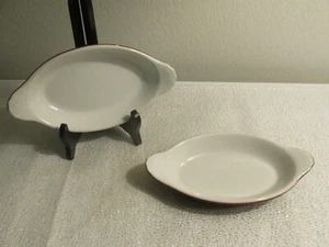 HALLE BACKFORMEN AU GRATIN KASSEROLLE VORSPEISE BRAUN STEINZEUG OVAL 2er SET - Bild 1 von 5