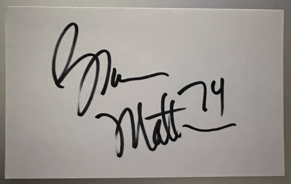 BRUCE MATTHEWS AUTH HOF AUTOGRAPHED 3 X 5 INDEX CARD OILERS NM-MINT - Image 1 of 1