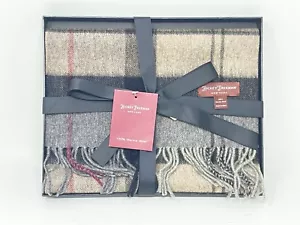 Hickey Freeman Plaid Merino Wool Scarf Tan in Original Box - Plaid - Picture 1 of 3
