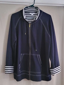 Anne Klein Sport Full Zip Navy Blue Jacket Women 2X Athletic Wear - EUC - Picture 1 of 7