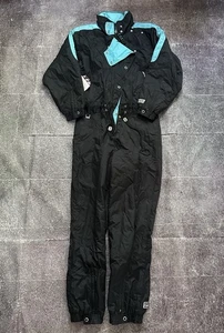 Damen Vintage 90er Spyder schwarz puderblau Einteiler Winter Ski Schneeanzug Gr. 8 - Bild 1 von 5