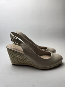 Zapatos Dune London Yute Cuña Eslinga Espalda Cuero Beige Reino Unido Talla 7 Usados Con Caja - Imagen 1 de 12