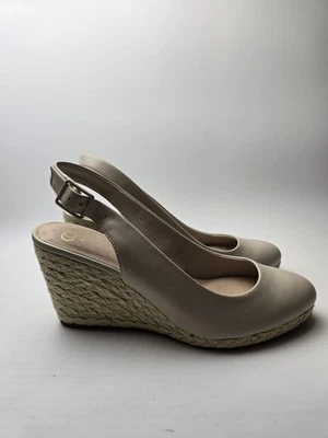 Zapatos Dune London Yute Cuña Eslinga Espalda Cuero Beige Reino Unido Talla 7 Usados Con Caja - Imagen 1 de 4