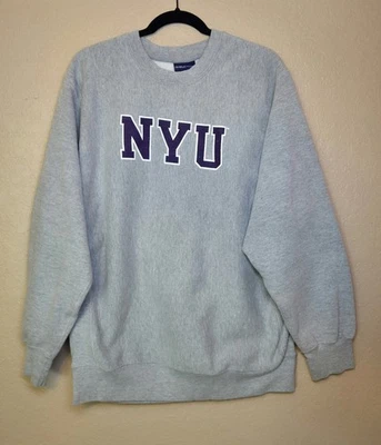 MV Sport Men's Pullover Sweater NYU Size M 80% Cotton Light Grey Foto 1 de 4