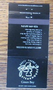 FOOTBALL MATCHBOOK MATCHCOVER: QB BRETT FAVRE PACKERS VIKINGS JETS FALCONS -A9 - Picture 1 of 1
