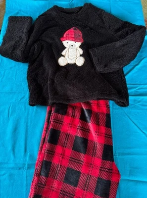 Damen Fleece Pyjama Set kuschelig weich & warm langarm L, NEU - Bild 1 von 4