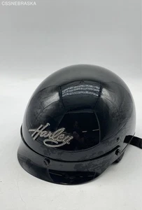 Harley Davidson Black Open-face Helmet w/ Rhinestone Embelleshment- Size Medium - Picture 1 of 9
