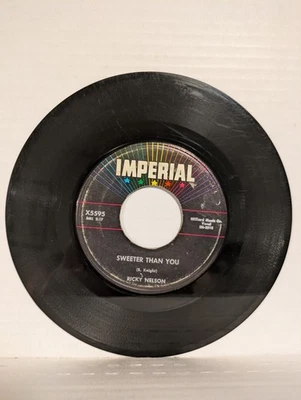45 ~Ricky Nelson: "Sweeter Than You / Just A Little Too Much" 1959 Imperial (G+) - Image 1 of 4