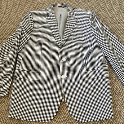 Chaqueta Blazer Linea Uomo Algodón Para Hombre 46R Negra Blanca Cuadros Botón Delantero Foto 1 de 4