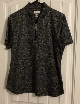 Greg Norman женская рубашка черный/белый цветок дизайн 1/4 молнии гольф ML75 2 ниже Lg - Изображение 1 из 4