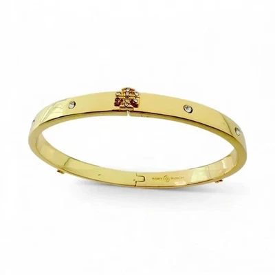 TORY BURCH Pace Logo Hinged Bangle with Crystals. - Image 1 of 4