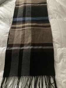 Sciarpa Cashmere Marrone Beige Blu Unisex ECU - Foto 1 di 6